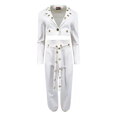 Maui X Lolita White Elvadira Fitted Cropped Denim Set