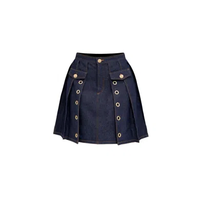 Maui X Lolita Women's Blue Aria Grommet Pleated Skirt