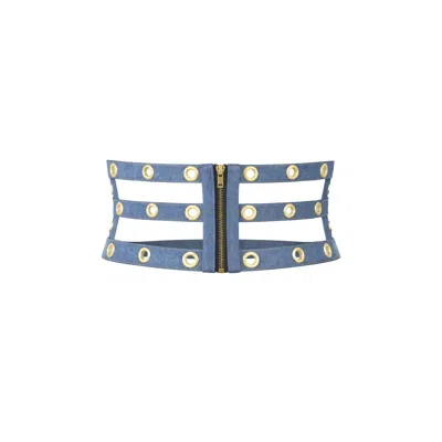 Maui X Lolita Women's Blue Nova Denim Grommet Corset Belt