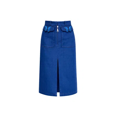 Maui X Lolita Women's Blue Pearl Denim Pencil Skirt