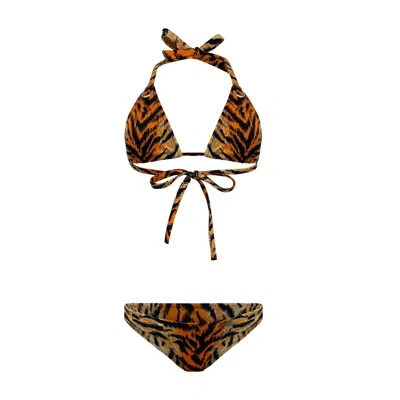 Maui X Lolita Women's Brown Talia Tiger Print Triangle Bikini - Brazilian