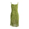 Maui X Lolita Women's Green Aliana Silk Leopard Imprint Slip Dress