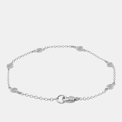 Pre-owned Mauli Jewels 14k White Gold Chain With Bezel-set Diamond Station Bracelet