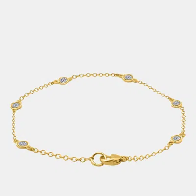 Pre-owned Mauli Jewels 14k Yellow Gold Chain With Bezel-set Diamond Station Bracelet