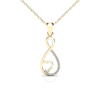 Maulijewels 0.05 Carat Natural Diamond Swirl Heart Shape Pendant Necklace For Women In 10k Yellow Go