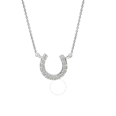Maulijewels 0.06 Carat Natutal Diamond Horse Shoe Pendant Necklace For Women In 14k Solid White Gold