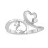 MAULIJEWELS MAULIJEWELS 0.10 CARAT DIAMOND TWO STONE HEART SHAPE ENGAGEMENT WEDDING RINGS FOR WOMEN IN 10K SOLID