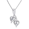 Maulijewels 0.10 Carat Diamond/ Two Stone/ Heart Shape Pendant In 10k White Gold With 18" 10k White In White