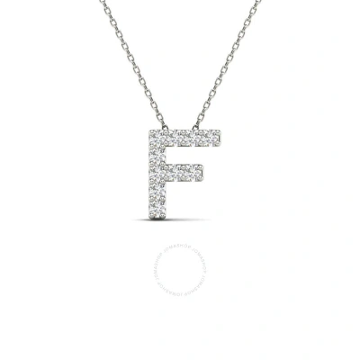 Maulijewels 0.10 Carat Natural Diamond Initial " F " Necklace Pendant For Men's/ Women In 14k Solid In White