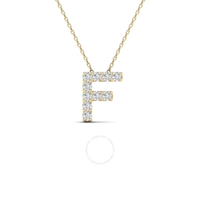 Maulijewels 0.10 Carat Natural Diamond Initial " F " Necklace Pendant For Men's/ Women In 14k Solid In Yellow