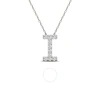 MAULIJEWELS MAULIJEWELS 0.10 CARAT NATURAL DIAMOND INITIAL " I " NECKLACE PENDANT IN SOLID 14K WHITE GOLD WITH 1