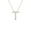 Maulijewels 0.10 Carat Natural Diamond Initial " T " Necklace Pendant In 14k Yellow Gold With 18" Ca In Yellow