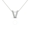 MAULIJEWELS MAULIJEWELS 0.10 CARAT NATURAL DIAMOND INITIAL " V " PENDANT NECKLACE IN 14K WHITE GOLD WITH 18" CAB