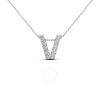 Maulijewels 0.10 Carat Natural Diamond Initial " V " Pendant Necklace In 14k White Gold With 18" Cab In White