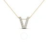 MAULIJEWELS MAULIJEWELS 0.10 CARAT NATURAL DIAMOND INITIAL " V " PENDANT NECKLACE IN 14K YELLOW GOLD WITH 18" CA
