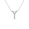 MAULIJEWELS MAULIJEWELS 0.10 CARAT NATURAL DIAMOND INITIAL " Y " PENDANT NECKLACE IN 14K WHITE GOLD WITH 18" CAB