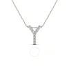 Maulijewels 0.10 Carat Natural Diamond Initial " Y " Pendant Necklace In 14k White Gold With 18" Cab In White