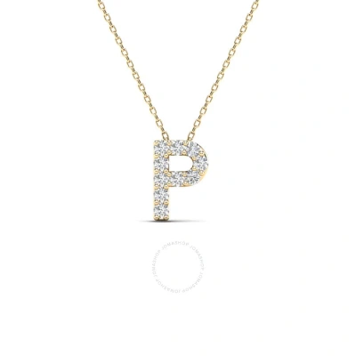 Maulijewels 0.10 Carat Natural Round Diamond Initial " P " Pendant Necklace In 14k Yellow Gold With