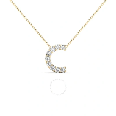 Maulijewels 0.10 Carat Natural Round White Diamond Initial " C " Pendant Necklace In 14k Solid Yello In Yellow
