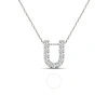 MAULIJEWELS MAULIJEWELS 0.11 CARAT NATURAL DIAMOND INITIAL " U " NECKLACE PENDANT IN 14K WHITE GOLD WITH 18" CAB