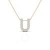 Maulijewels 0.11 Carat Natural Diamond Initial " U " Necklace Pendant In 14k Yellow Gold With 18" Ca In Yellow
