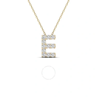 Maulijewels 0.11 Carat Natural Round White Diamond Initial " E " Pendant Necklace In 14k Yellow Gold