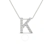MAULIJEWELS MAULIJEWELS 0.12 CARAT NATURAL DIAMOND INITIAL " K " PENDANT NECKLACE IN 14K WHITE GOLD WITH 18" GOL