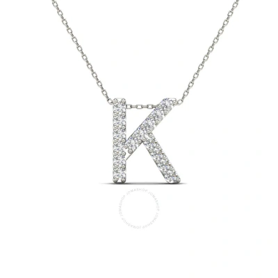 Maulijewels 0.12 Carat Natural Diamond Initial " K " Pendant Necklace In 14k White Gold With 18" Gol