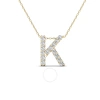 MAULIJEWELS MAULIJEWELS 0.12 CARAT NATURAL DIAMOND INITIAL " K " PENDANT NECKLACE IN 14K YELLOW GOLD WITH 18" GO