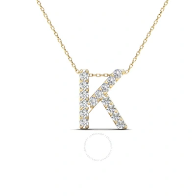 Maulijewels 0.12 Carat Natural Diamond Initial " K " Pendant Necklace In 14k Yellow Gold With 18" Go