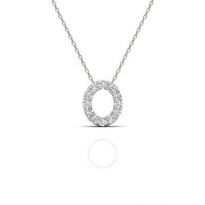 Maulijewels 0.12 Carat Natural Diamond Initial " O " Pendant Necklace In 14k White Gold With 18" Gol