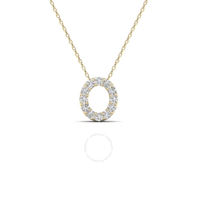 Maulijewels 0.12 Carat Natural Diamond Initial " O " Pendant Necklace In 14k Yellow Gold With 18" Go