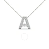 MAULIJEWELS MAULIJEWELS 0.12 CARAT NATURAL WHITE DIAMOND INITITAL " A " PENDANT NECKLACE IN 14K SOLID WHITE GOLD