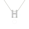 MAULIJEWELS MAULIJEWELS 0.12 CARAT PRONG SET DIAMOND INITIAL " H " NECKLACE PENDANT FOR WOMEN IN 14K SOLID WHITE