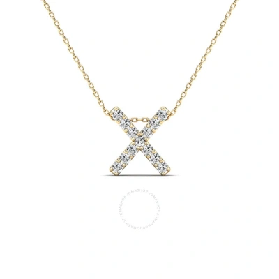 Maulijewels 0.13 Carat Natural Diamond Initial " X " Pendant Necklace In 14k Yellow Gold With 18" Ca