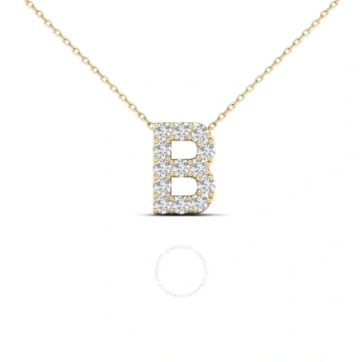 Maulijewels 0.13 Carat Natural White Diamond Initital " B " Pendant Necklace In 14k Solid Yellow Gol In Gold