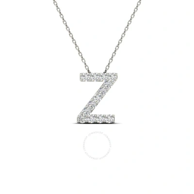 Maulijewels 0.13 Carta Natural Round White Diamond Prong Set Initial " Z " Necklace Pendant In 14k S