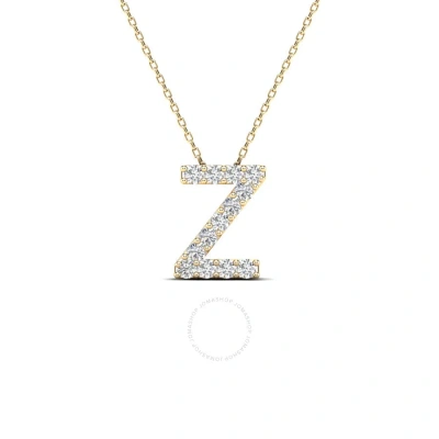 Maulijewels 0.13 Carta Natural Round White Diamond Prong Set Initial " Z " Necklace Pendant In 14k S In Yellow