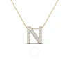 MAULIJEWELS MAULIJEWELS 0.14 CARAT DIAMOND 14K YELLOW GOLD INITIAL " N " NECKLACE PENDANT FOR WOMEN WITH 18" GOL