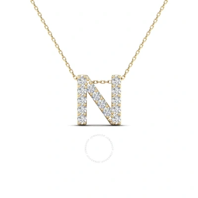 Maulijewels 0.14 Carat Diamond 14k Yellow Gold Initial " N " Necklace Pendant For Women With 18" Gol
