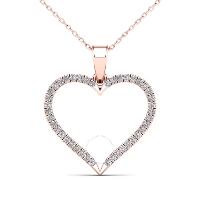 Maulijewels 0.15 Carat Natural Diamond Heart Shape Pendant Necklace For Women In 10k Solid Rose Gold In Pink