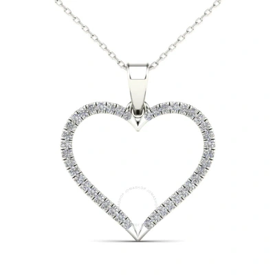 Maulijewels 0.15 Carat Natural Diamond Heart Shape Pendant Necklace For Women In 10k Solid White Gol