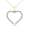MAULIJEWELS MAULIJEWELS 0.15 CARAT NATURAL DIAMOND HEART SHAPE PENDANT NECKLACE FOR WOMEN IN 10K SOLID YELLOW GO