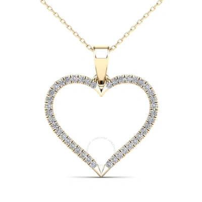 Maulijewels 0.15 Carat Natural Diamond Heart Shape Pendant Necklace For Women In 10k Solid Yellow Go