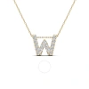 Maulijewels 0.15 Carat Natural Diamond Initial " W " Pendant Necklace In 14k Yellow Gold With 18" Ca In Yellow