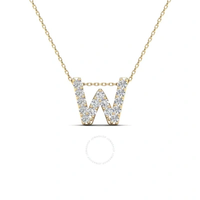 Maulijewels 0.15 Carat Natural Diamond Initial " W " Pendant Necklace In 14k Yellow Gold With 18" Ca
