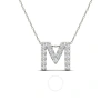 MAULIJEWELS MAULIJEWELS 0.17 CARAT NATURAL DIAMOND INITIAL " M " DANGLE PENDANT NECKLACE IN 14K WHITE GOLD WITH 