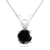 MAULIJEWELS MAULIJEWELS 0.20 CARAT NATURAL ROUND BLACK DIAMOND SOLITAIRE PENDANT IN 14K WHITE GOLD WITH 18" 14K 