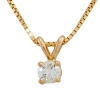 Maulijewels 0.20 Carat Natural Round White Diamond Solitaire Pendant In 14k Yellow Gold With 18" 14k In White