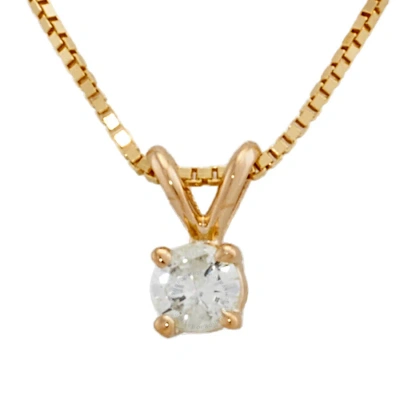 Maulijewels 0.20 Carat Natural Round White Diamond Solitaire Pendant In 14k Yellow Gold With 18" 14k